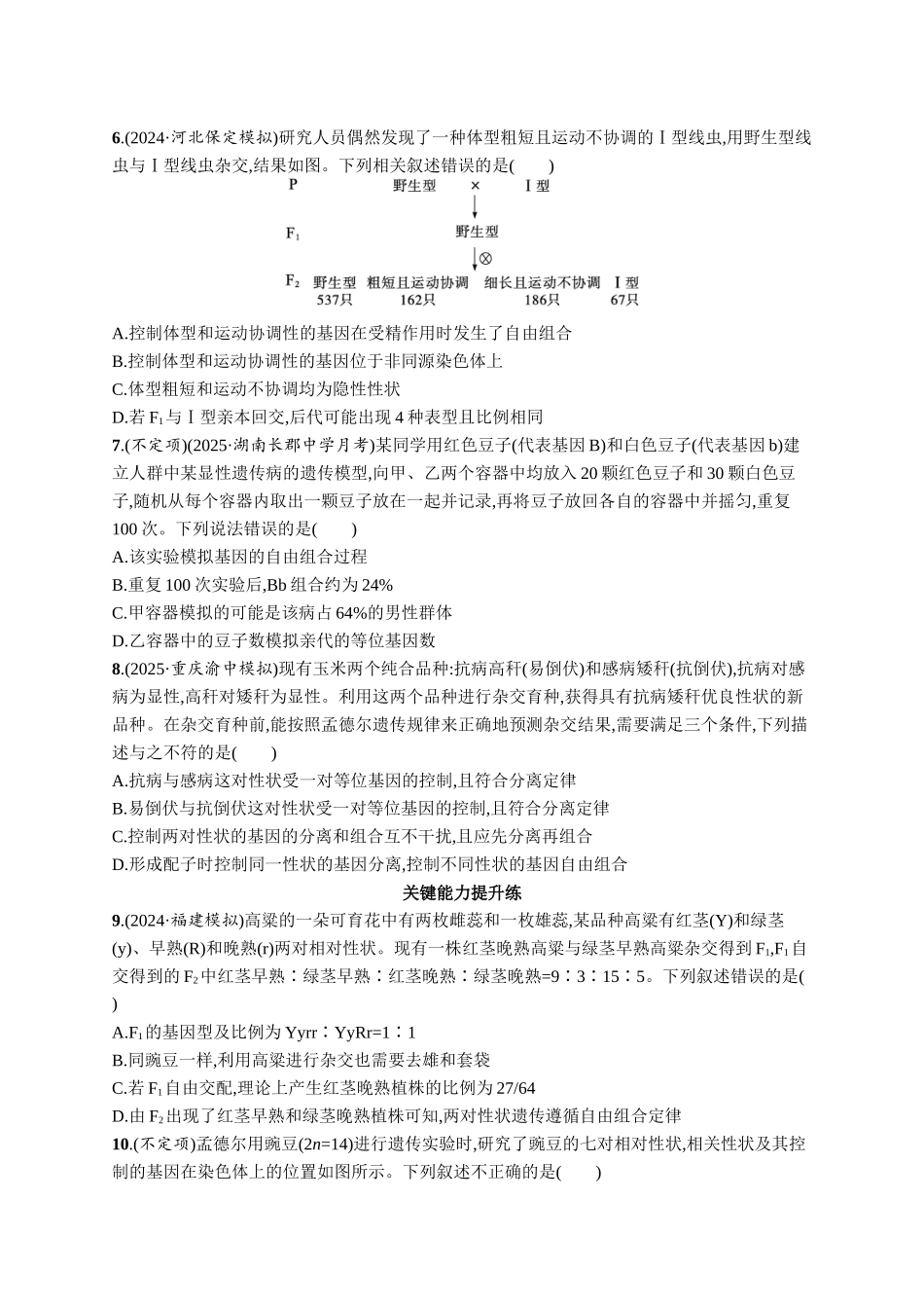课时规范练24　自由组合定律的发现及应用-【高考生物】2026优化设计一轮复习(生物)人教版.docx_第2页