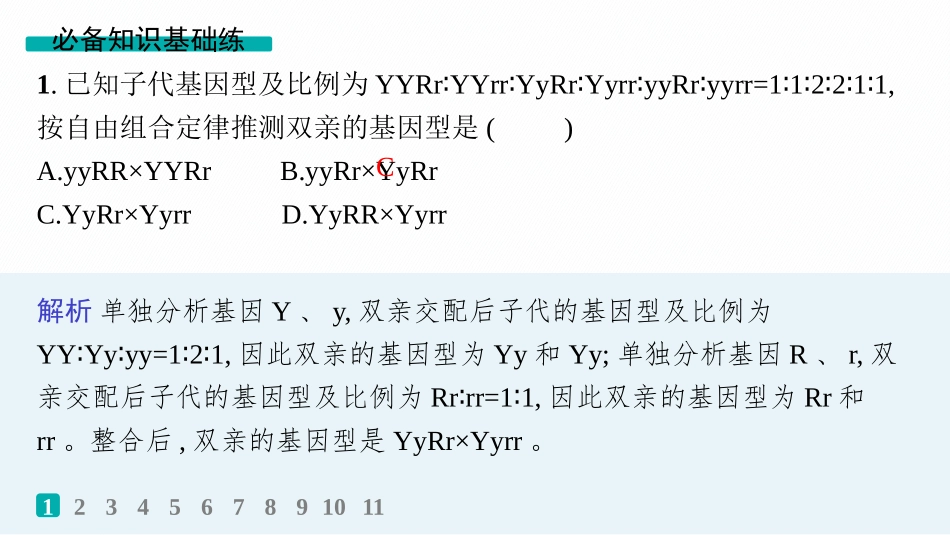 课时规范练25　自由组合定律的解题规律及应用-【高考生物】2026优化设计一轮复习(生物).pptx_第2页