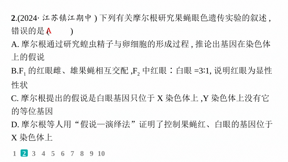 课时规范练26　基因在染色体上、伴性遗传-【高考生物】2026优化设计一轮复习(生物).pptx_第3页