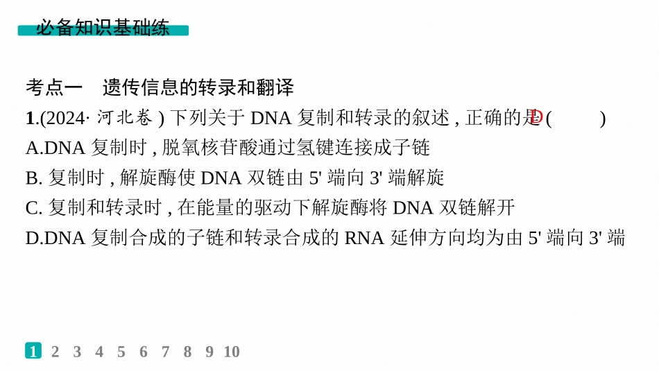 课时规范练30　基因的表达-【高考生物】2026优化设计一轮复习(生物).pptx_第2页