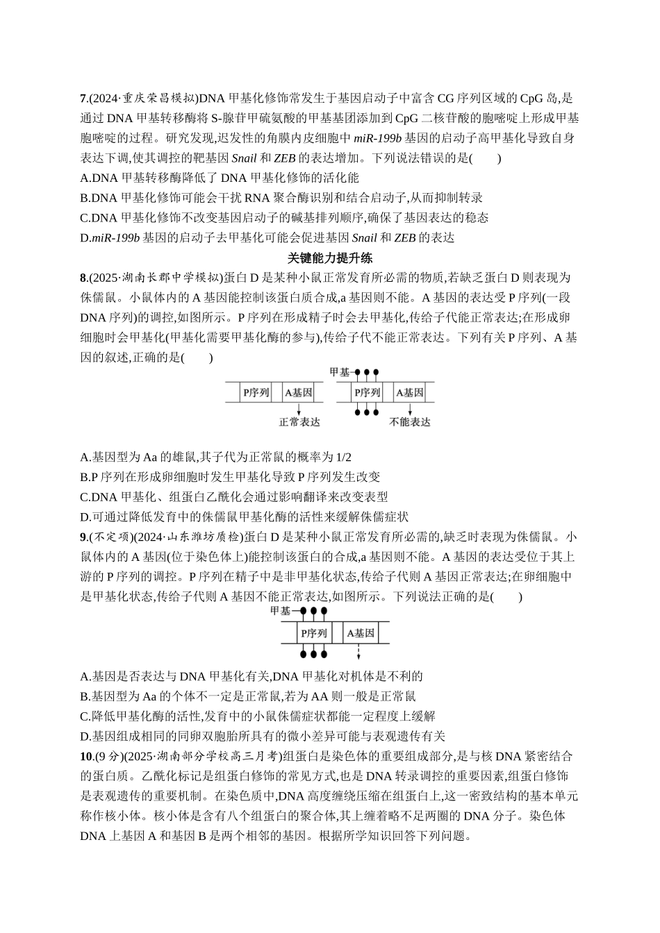 课时规范练31　基因表达和性状的关系-【高考生物】2026优化设计一轮复习(生物)人教版.docx_第3页