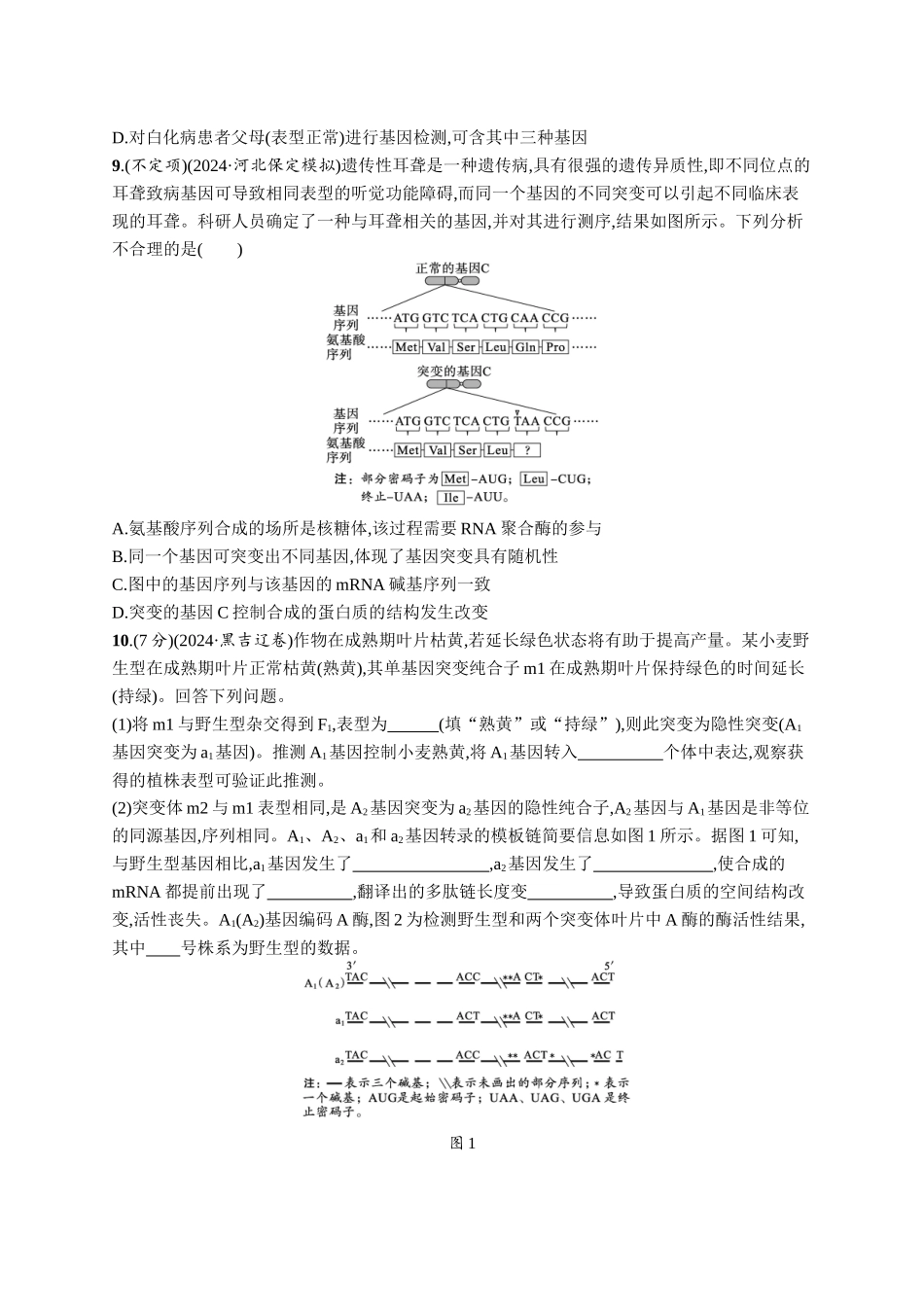 课时规范练32　基因突变、基因重组-【高考生物】2026优化设计一轮复习(生物)人教版.docx_第3页
