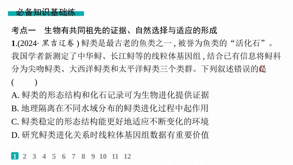 课时规范练34　生物的进化-【高考生物】2026优化设计一轮复习(生物).pptx_第2页