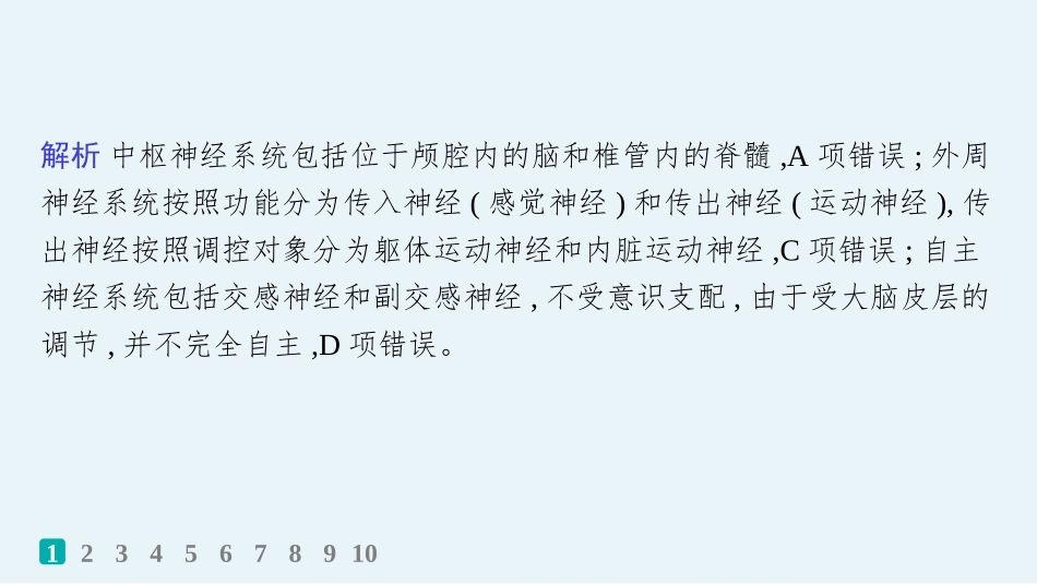 课时规范练36　神经调节的结构基础及基本方式-【高考生物】2026优化设计一轮复习(生物).pptx_第3页