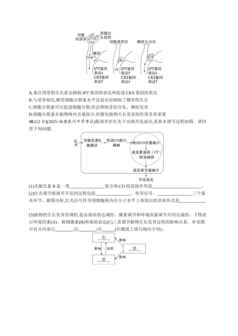 课时规范练45　环境因素参与调节植物的生命活动-【高考生物】2026优化设计一轮复习(生物)人教版.docx_第3页