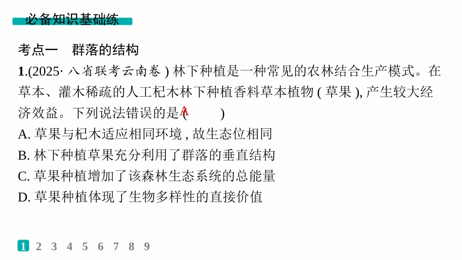 课时规范练48　群落的结构-【高考生物】2026优化设计一轮复习(生物).pptx_第2页