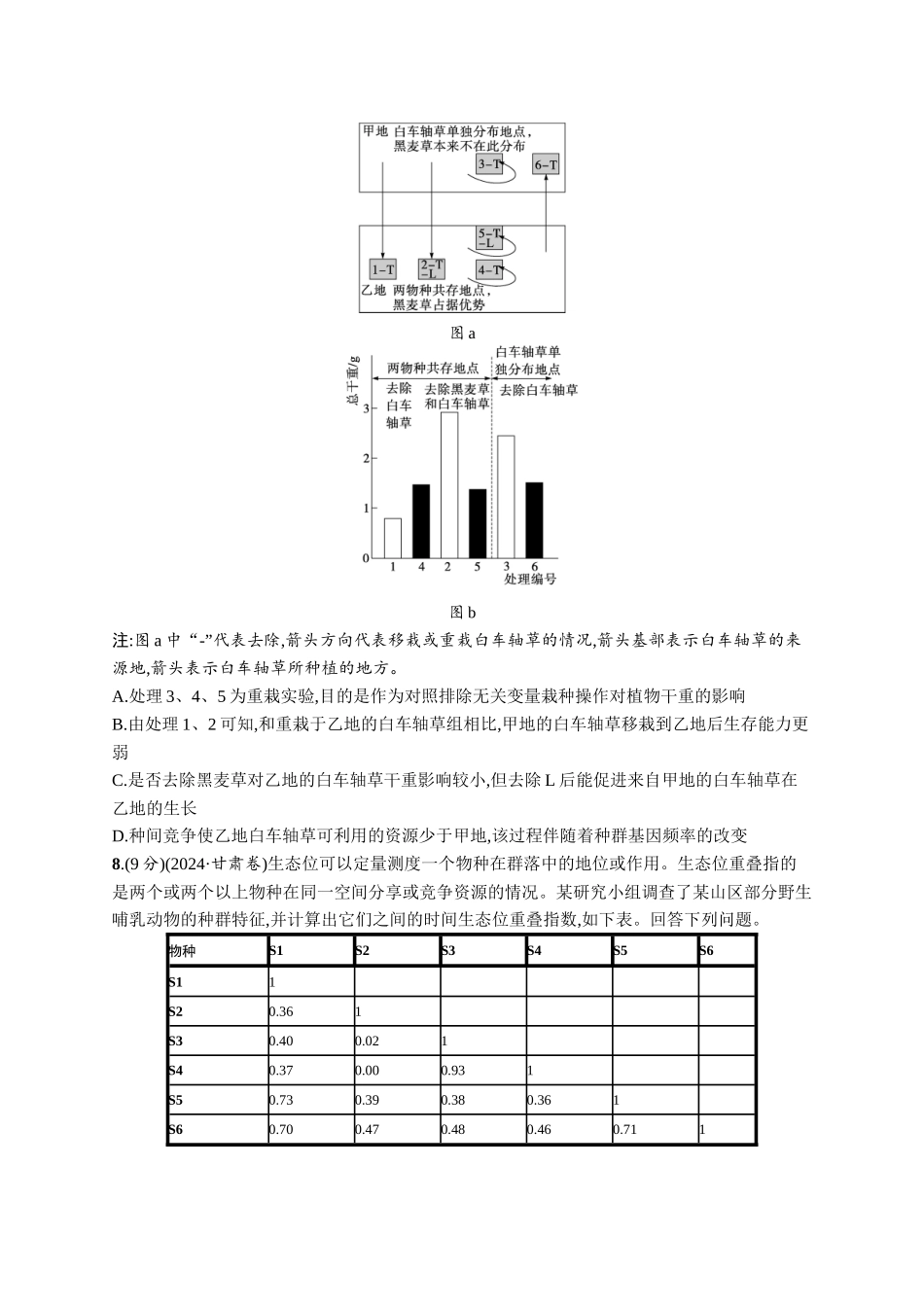 课时规范练48　群落的结构-【高考生物】2026优化设计一轮复习(生物)人教版.docx_第3页