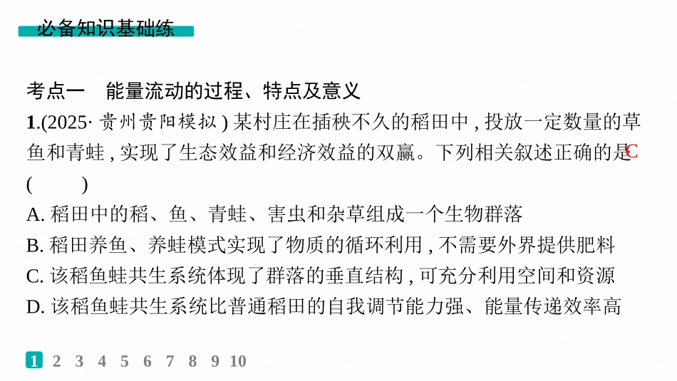 课时规范练51　生态系统的能量流动-【高考生物】2026优化设计一轮复习(生物).pptx_第2页