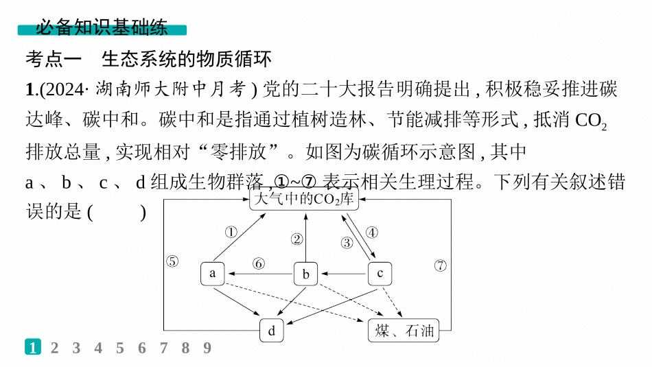 课时规范练52　生态系统的物质循环、信息传递-【高考生物】2026优化设计一轮复习(生物).pptx_第2页