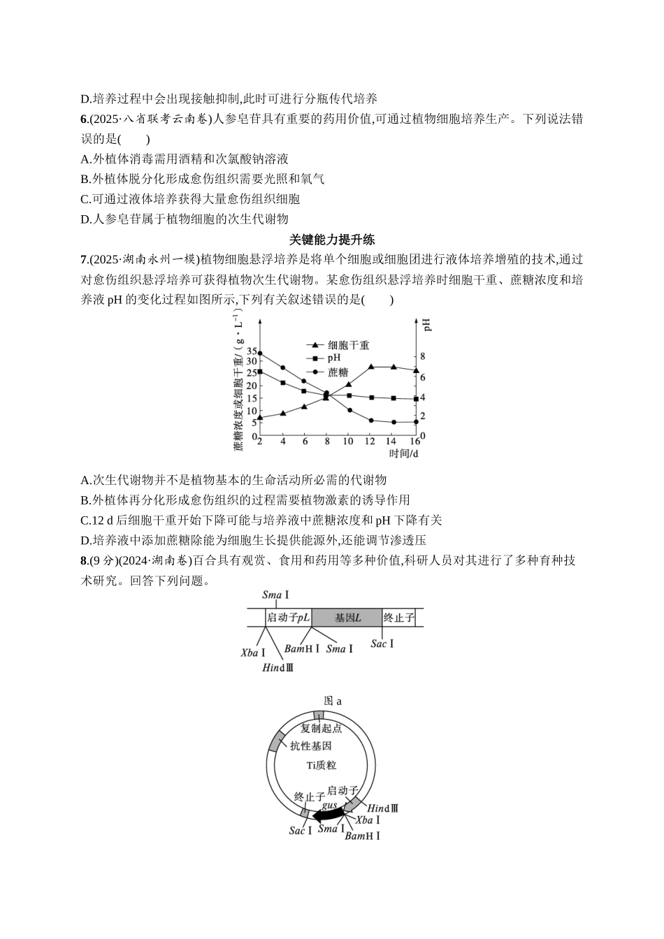 课时规范练57　植物细胞工程-【高考生物】2026优化设计一轮复习(生物)人教版.docx_第2页