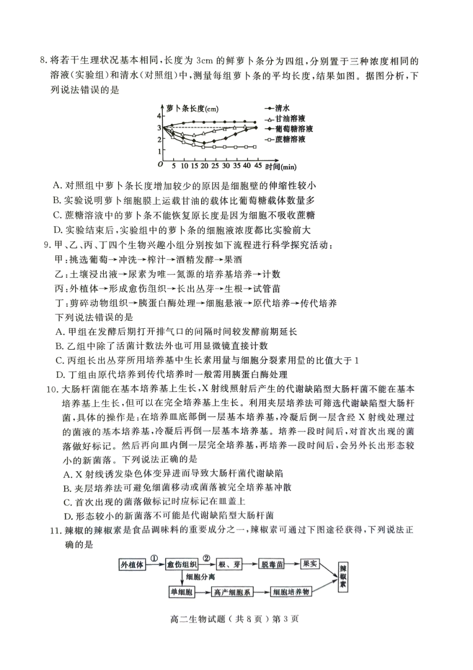 山东省聊城市2023-2024学年高二下学期期末教学质量抽测考试生物试卷.pdf_第3页