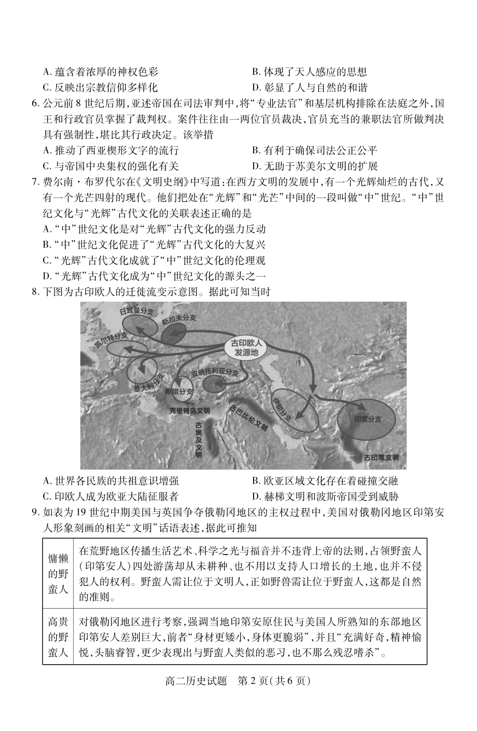 山西省运城市2023-2024学年高二第二学期期末调研测试试卷历史试卷.pdf_第2页