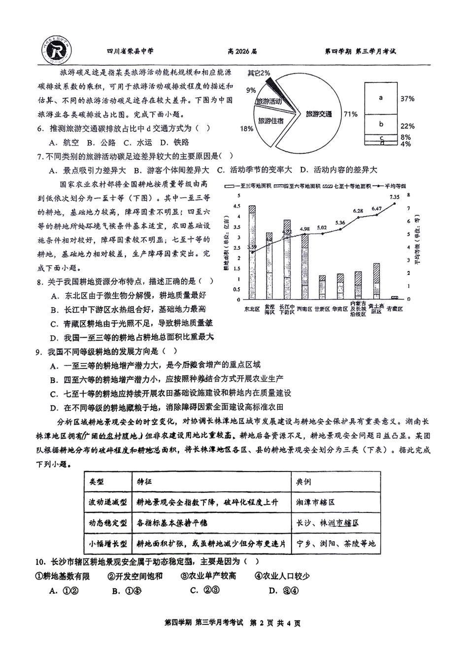 四川省自贡市荣县中学校2024-2025学年高二下学期6月月考地理试题.pdf_第2页