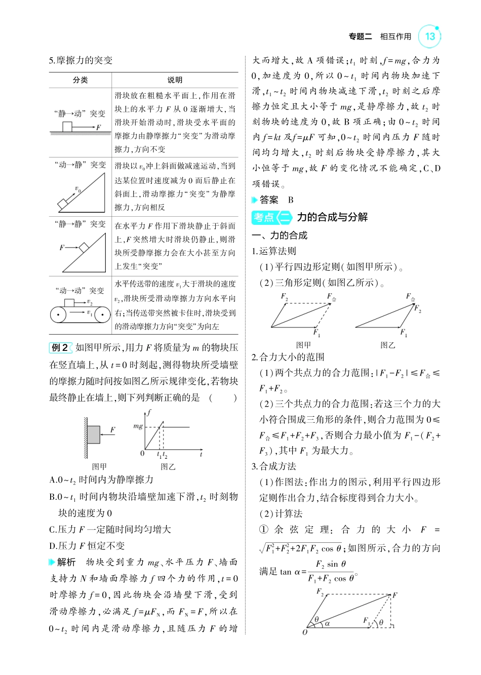 新高考版专题二 考点清单+模型清单-【高考总复习】2025版新高考物理考点清单+模型清单.pdf_第3页