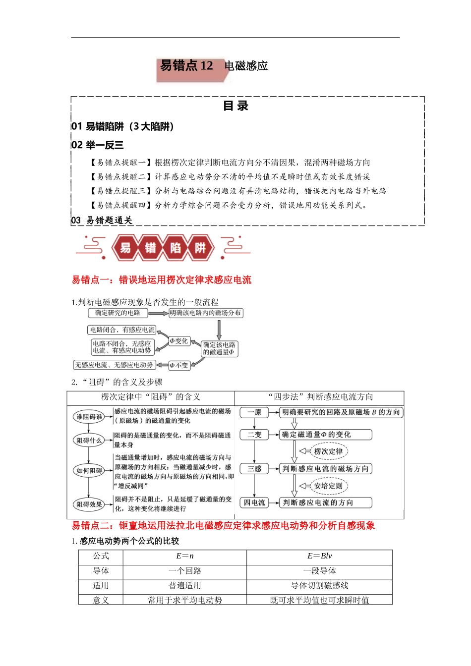 易错点12   电磁感应（3大陷阱）-备战2024年高考物理考试易错题）（解析版）.docx_第1页