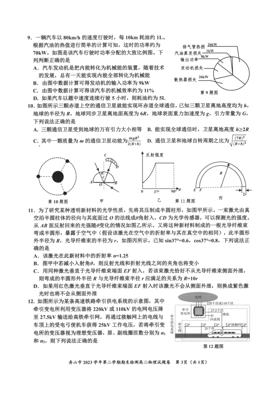 浙江省宁波舟山市2023学年高二第二学期期末检测考试物理试卷.pdf_第3页