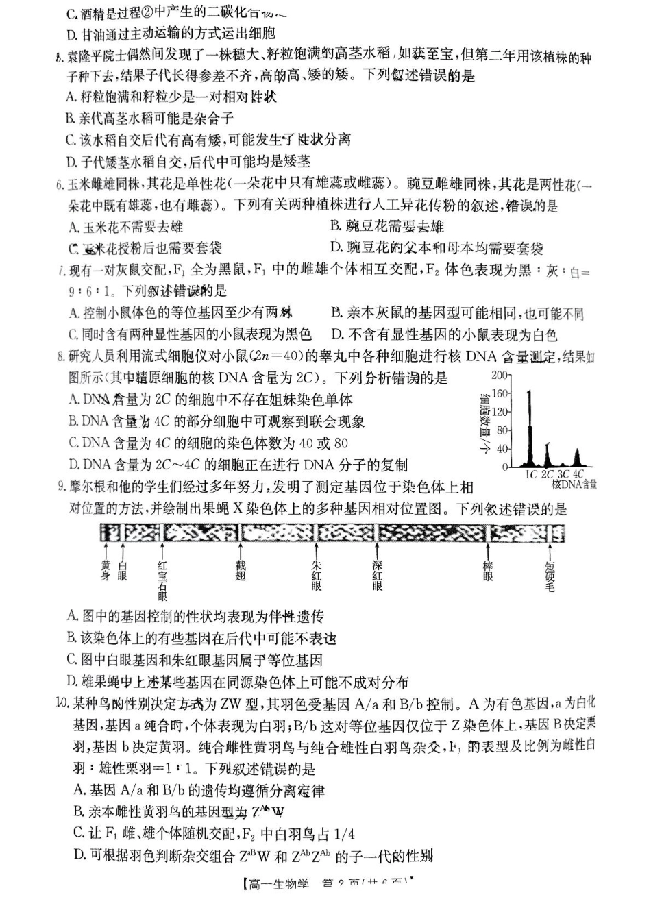 重庆市万州第三中学等多校联考2024-2025学年高一下学期5月月考生物学考试.pdf_第2页