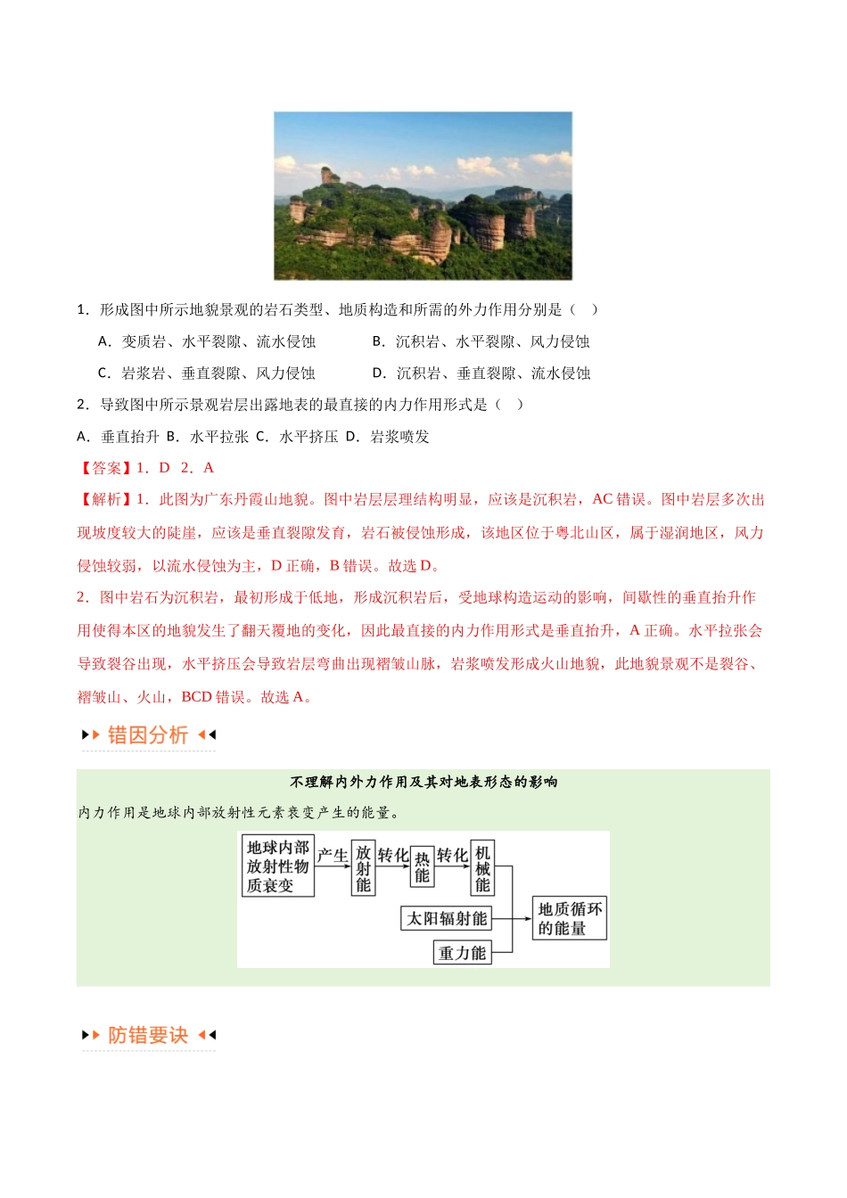 专题05地质地貌易错突破（4大易错）-备战2024年高考地理考试易错题（全国通用）（解析版）.docx_第2页