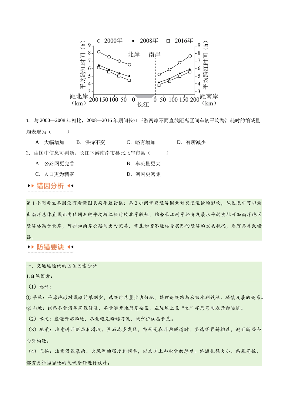专题10 交通易错突破（4大易错）-备战2024年高考地理考试易错题（全国通用） （原卷版）.docx_第2页