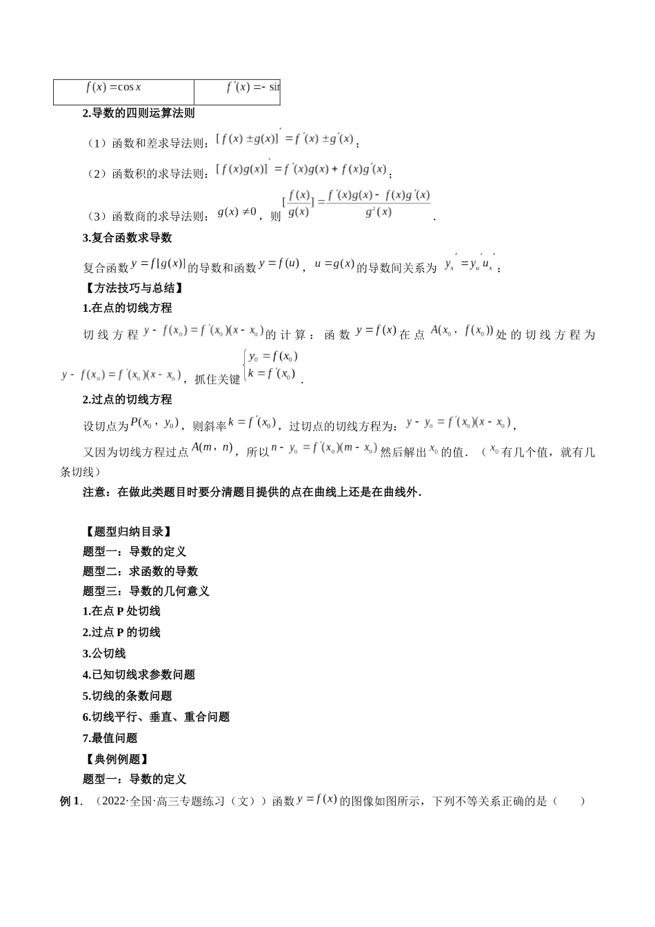 专题14 导数的概念与运算（原卷版）-高考数学第二阶段零基础or艺考生.docx_第2页