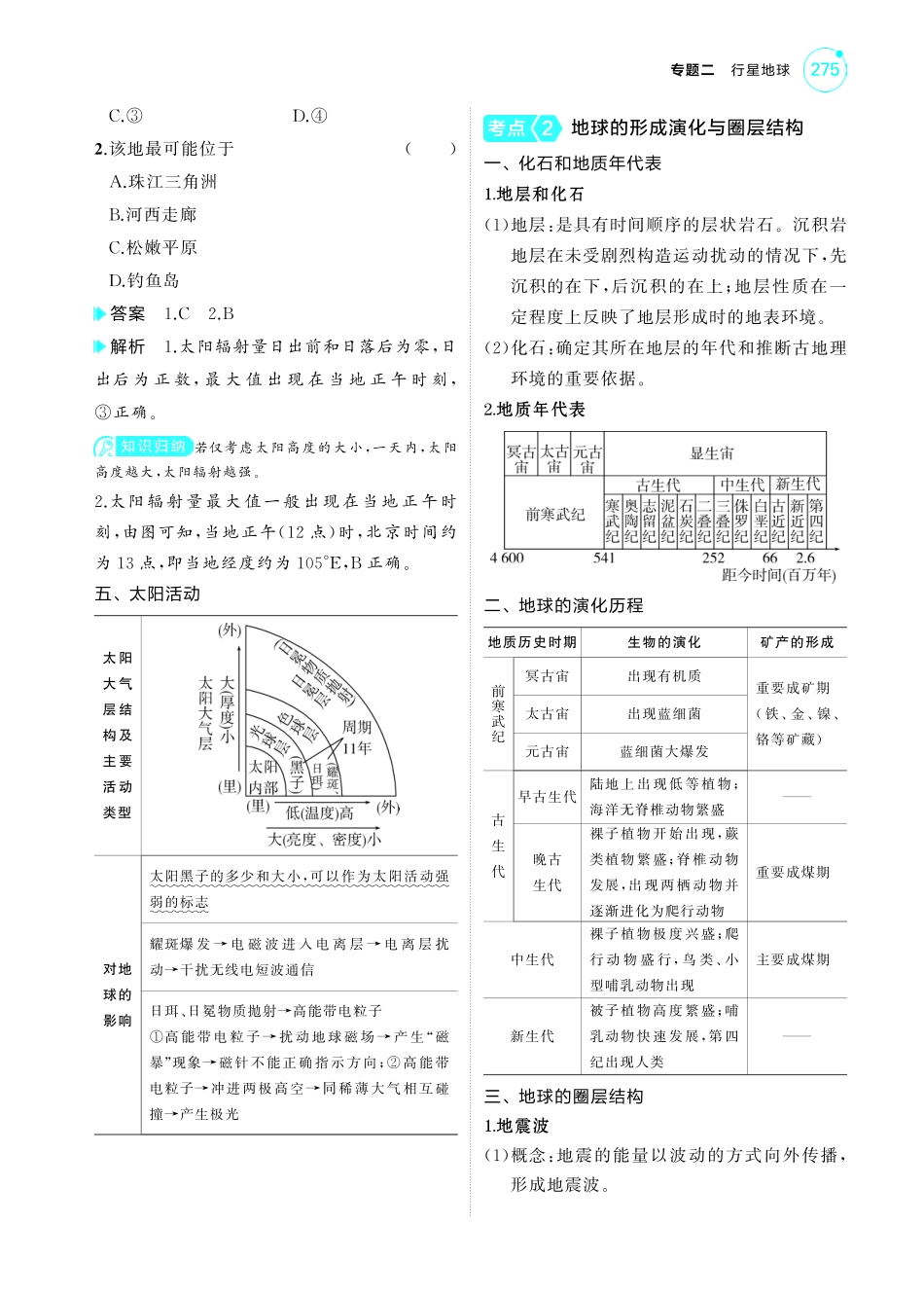专题二行星地球-【高考总复习】2025版新高考 地理考点清单+模型清单.pdf_第3页
