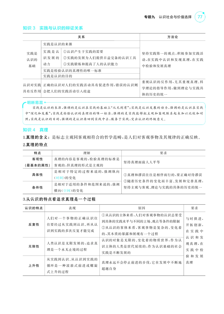 专题九认识社会与价值选择-【高考总复习】2025版新高考政治考点清单+模型清单.pdf_第3页