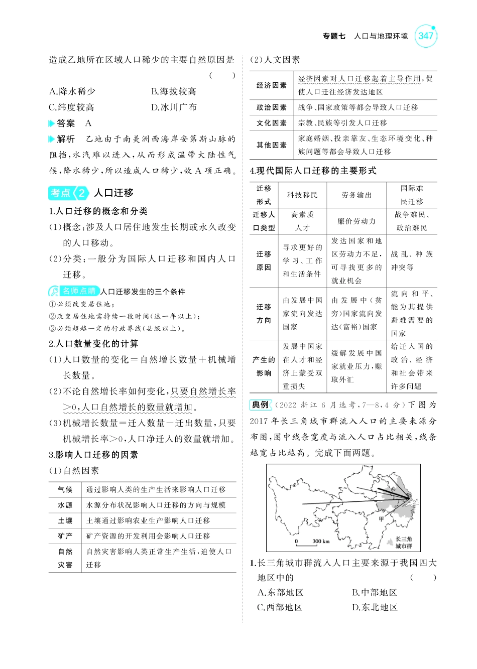 专题七 人口与地理环境-【高考总复习】2025版新高考 地理考点清单+模型清单.pdf_第3页