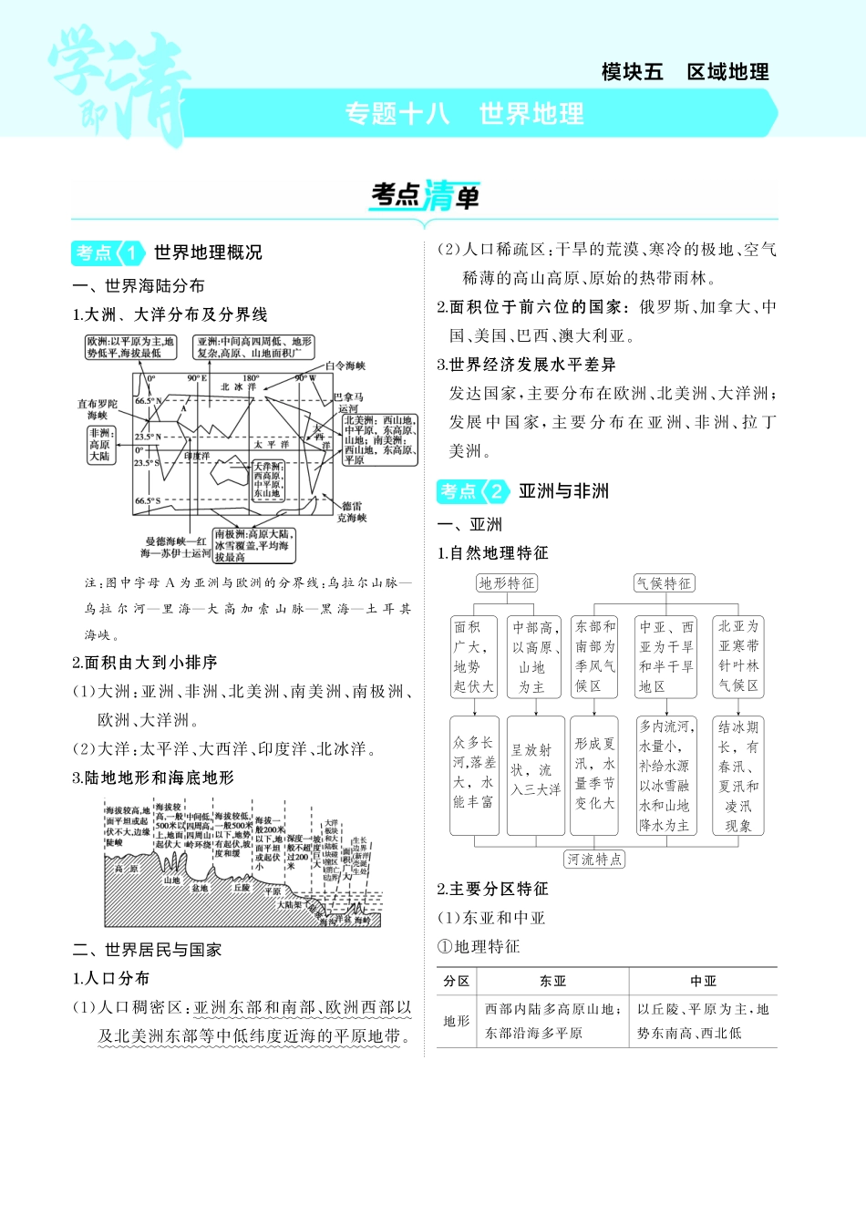 专题十八 世界地理-【高考总复习】2025版新高考 地理考点清单+模型清单.pdf_第1页