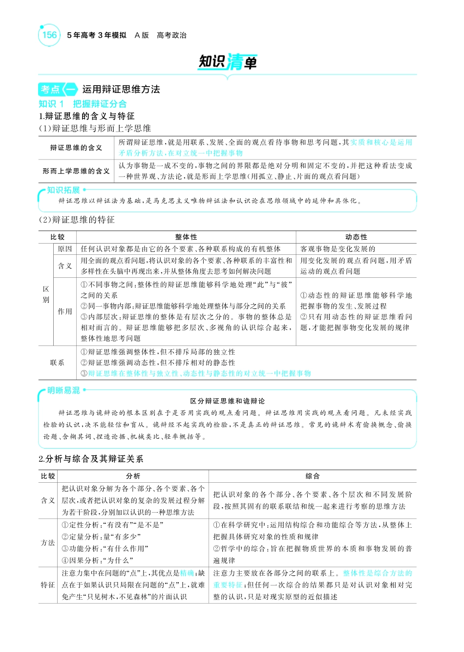 专题十七辩证思维和创新思维-【高考总复习】2025版新高考政治考点清单+模型清单.pdf_第2页