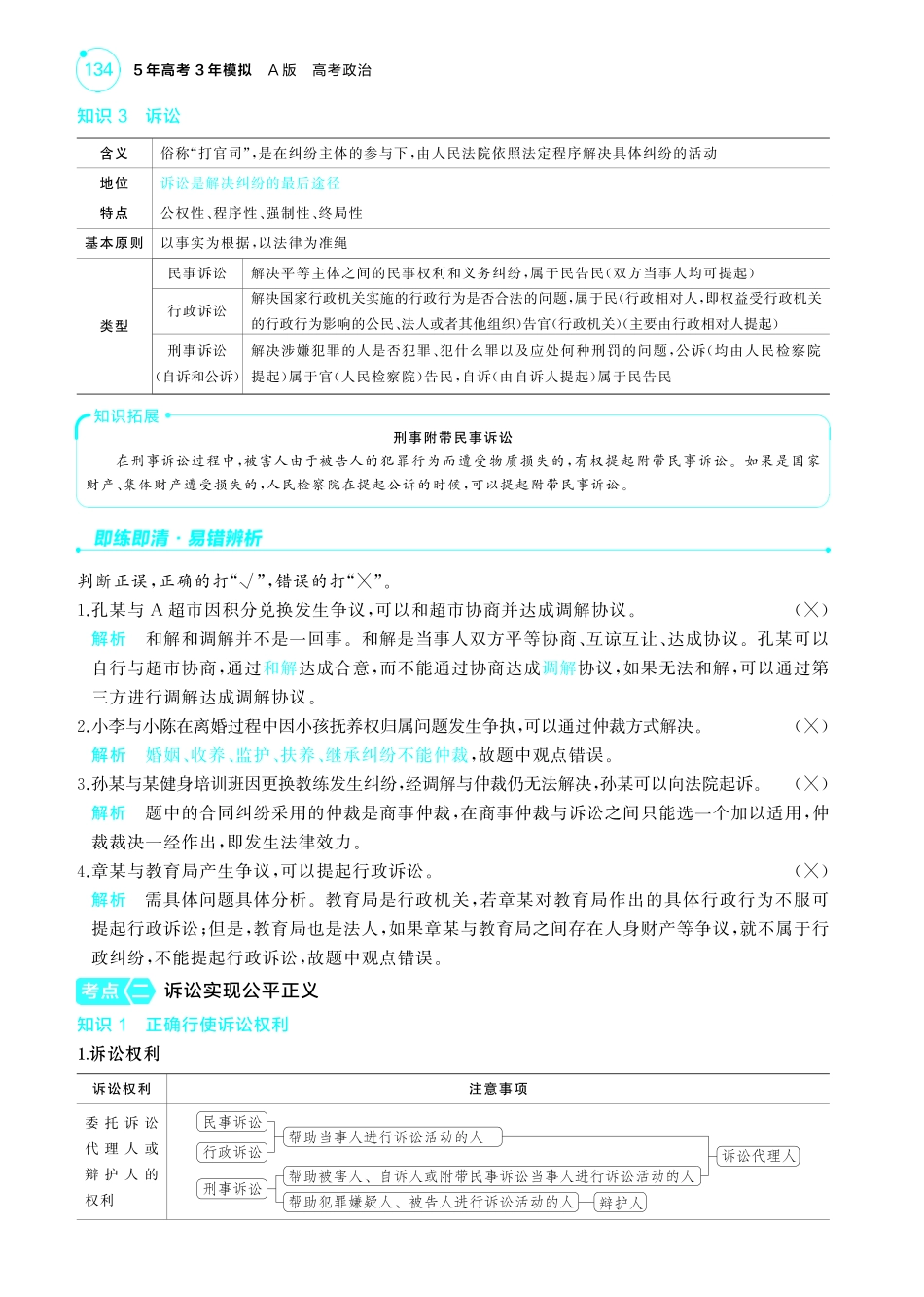 专题十五社会争议解决-【高考总复习】2025版新高考政治考点清单+模型清单.pdf_第3页