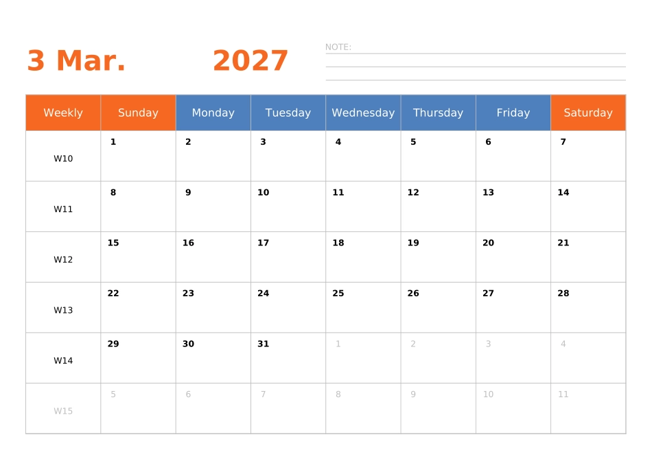日历表2027年日历英文版横向排版周日开始带周数.xlsx_第3页