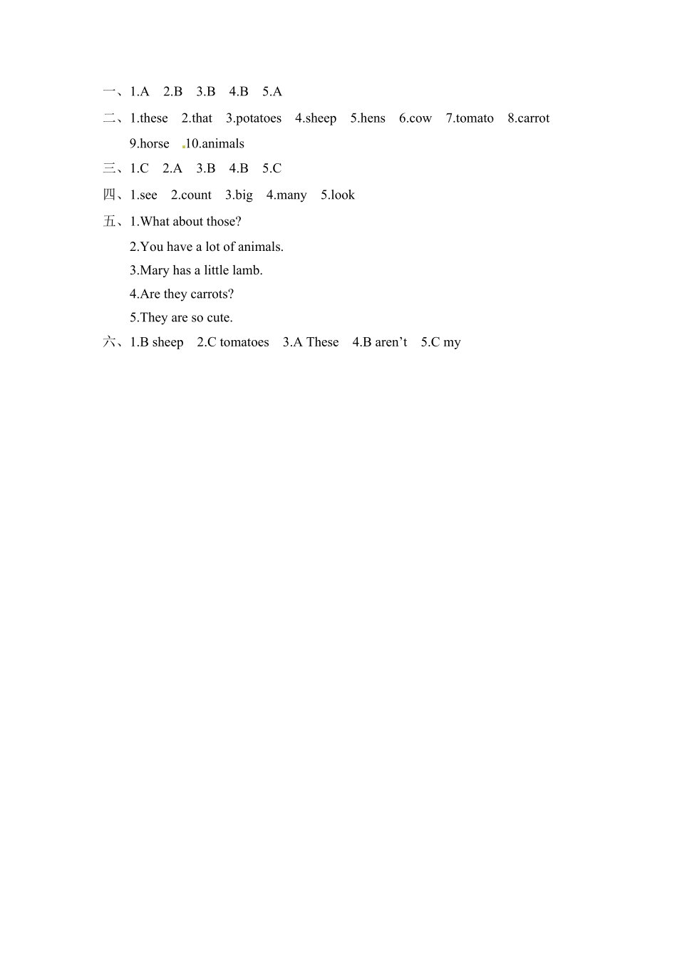 分层训练四年级下册英语一课一练Unit4Atthefarm课时3人教PEP版-含答案.pdf_第3页