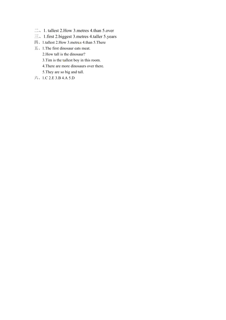 【精品】六年级下册英语一课一练Unit1Howtallareyou课时1人教PEP版-含答案.pdf_第3页