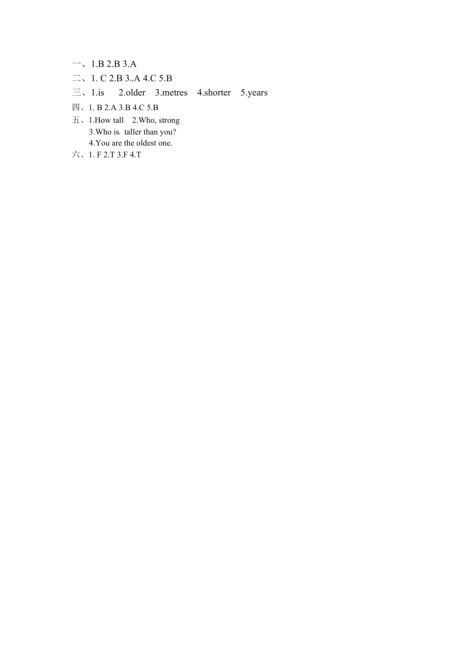 【精品】六年级下册英语一课一练Unit1Howtallareyou课时2人教PEP版-含答案.pdf_第3页