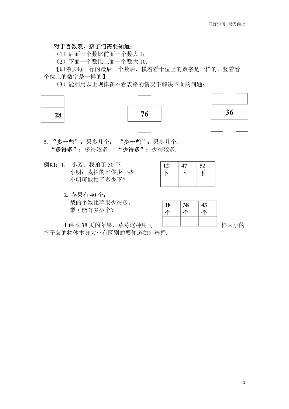 【小学一年级下册人教版-知识点总结】第三单元  认识100以内的数.pdf_第2页