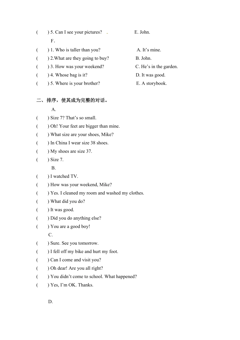 六年级下册英语期末专项卷文章人教PEP版-含答案.pdf_第2页