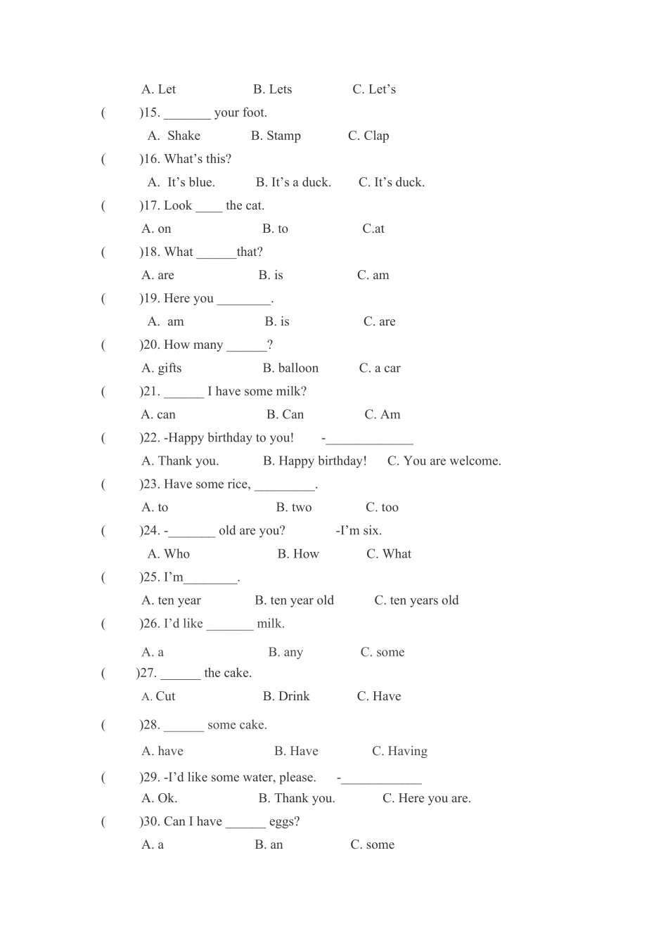 【期末突破】三年级上册英语期末专项卷单选人教PEP版-含答案.pdf_第2页