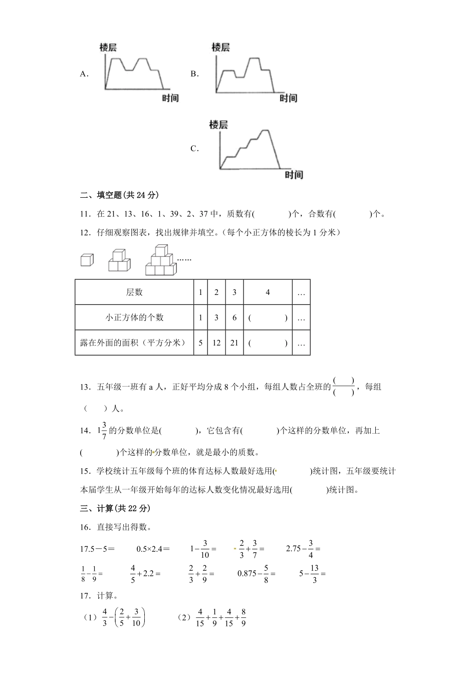 【期末满分模拟卷】人教版数学五年级下册期末满分模拟卷(7)-含答案.pdf_第2页