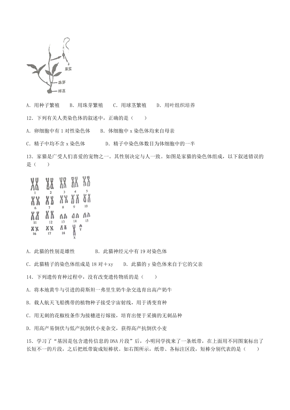2022-2023学年河南省驻马店市遂平县八年级上学期期末生物试题及答案.pdf_第3页