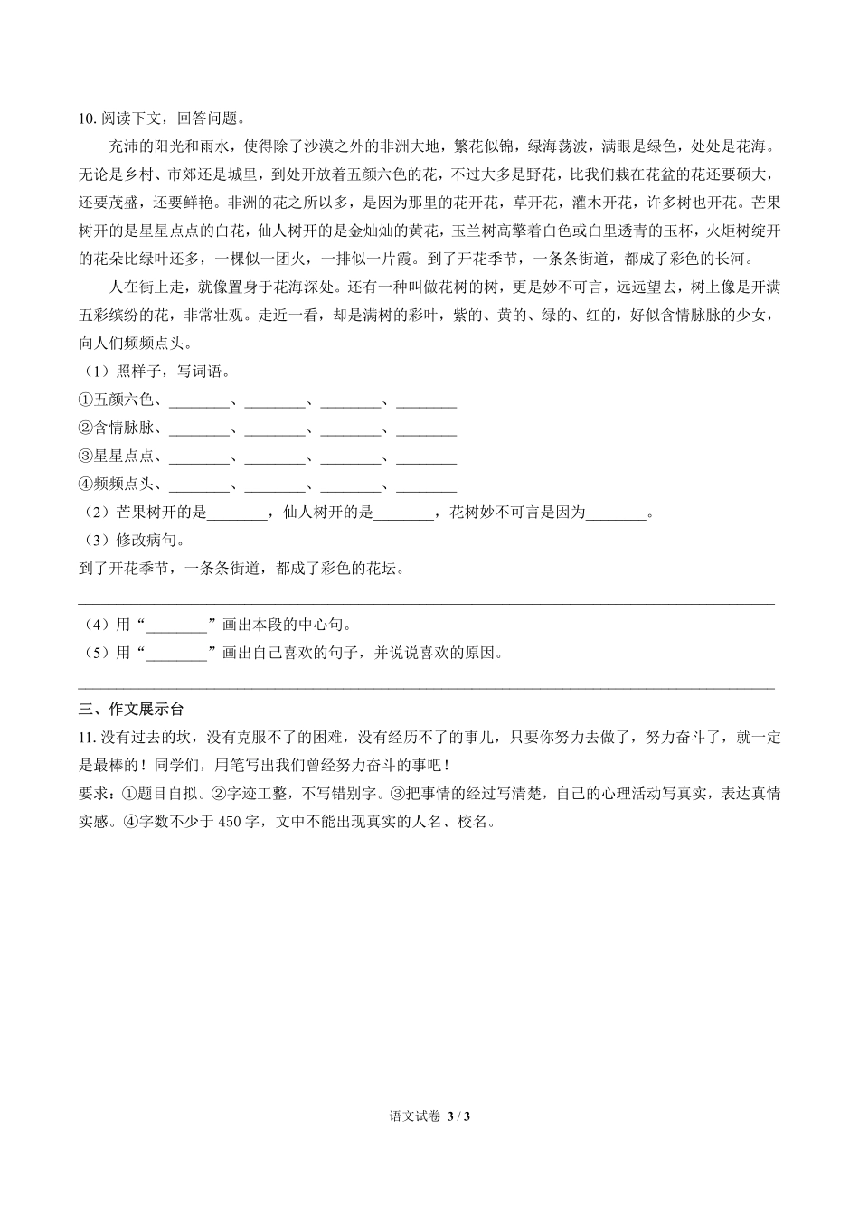河南省林州市小升初语文试卷.pdf_第3页