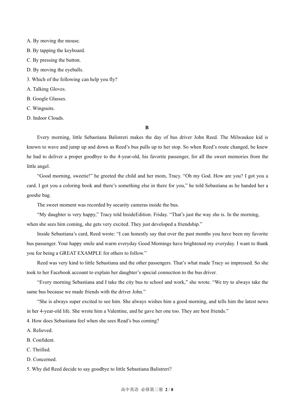人教版2017课标高中英语必修第三册Unit4单元测试试卷-含答案03.pdf_第2页
