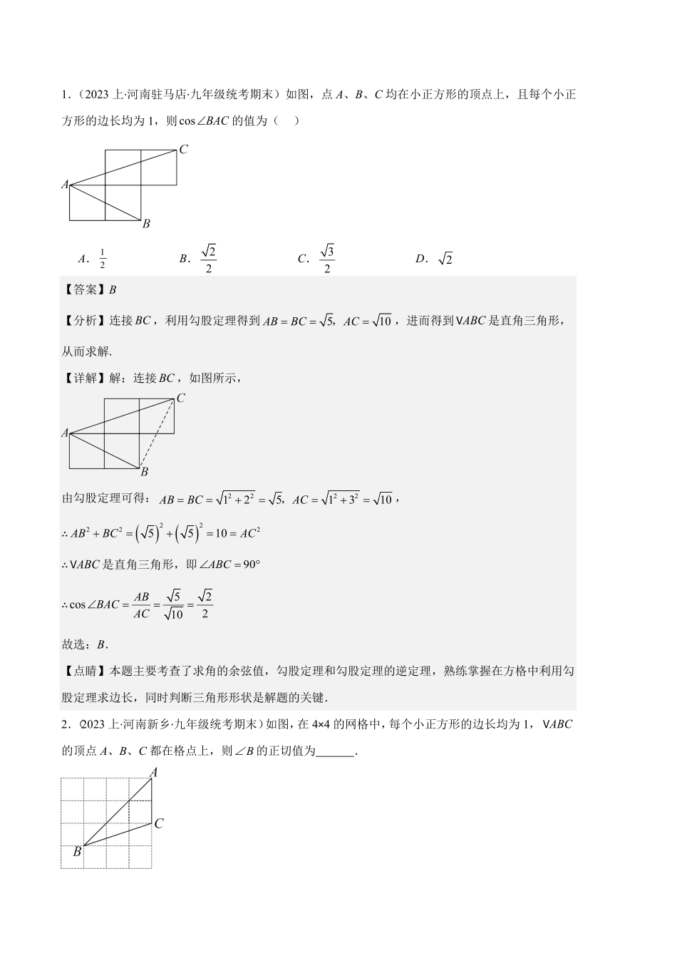 部编数学九年级上册专题14锐角三角形函数及应用之六大题型解析版含答案.pdf_第2页