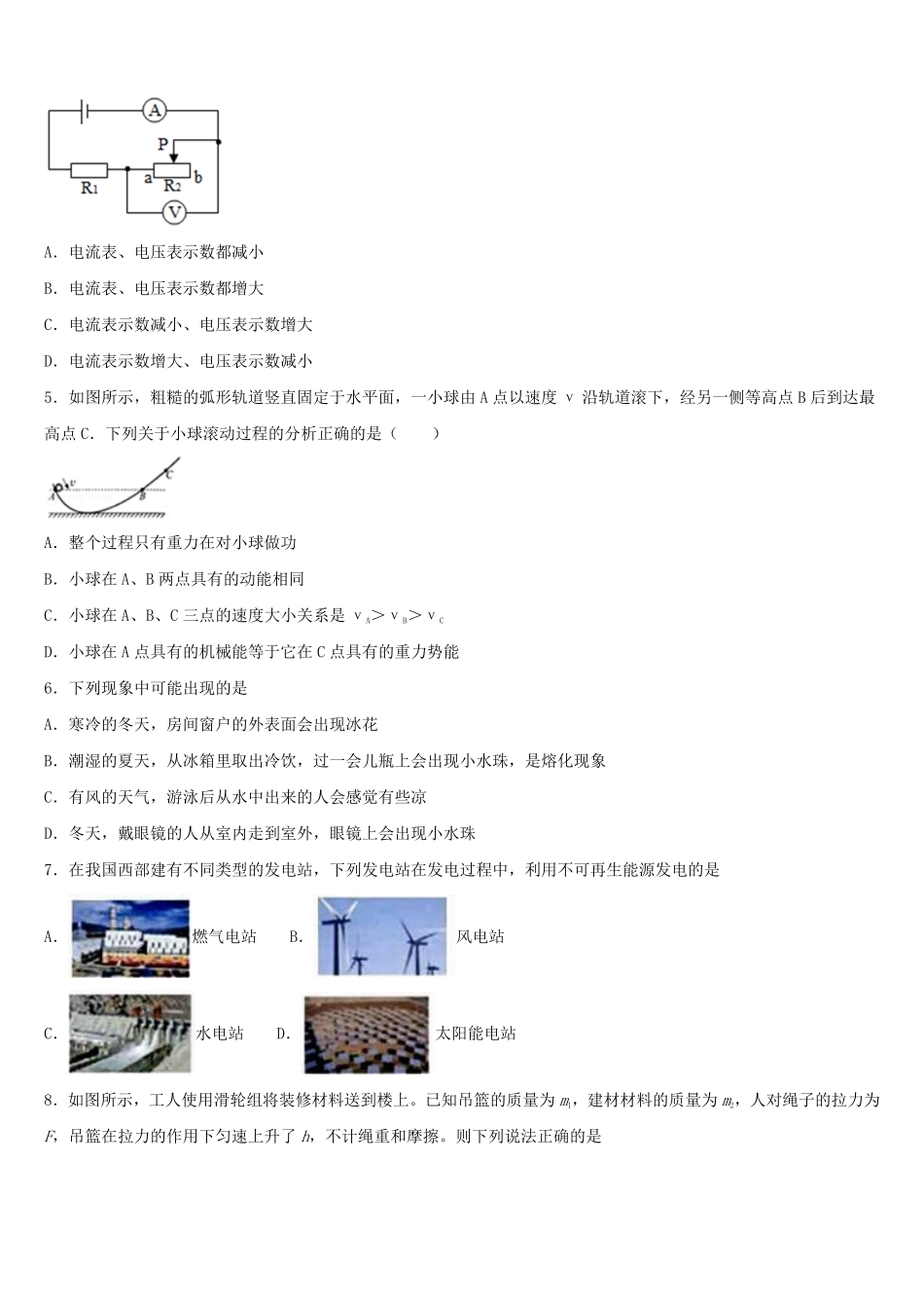 2024年黑龙江省哈尔滨市中考物理模拟试题及答案.pdf_第2页