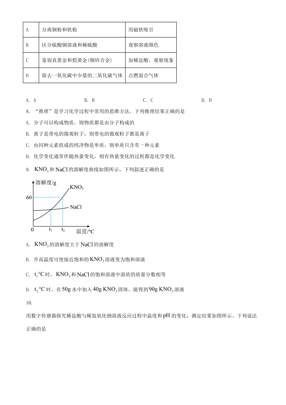 2024年新疆中考化学试题及答案(1).pdf_第2页