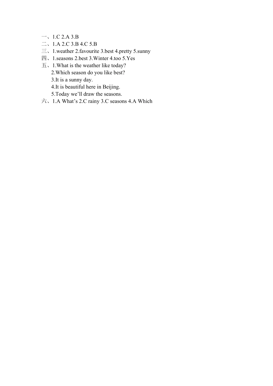 人教PEP版英语五年级下册一课一练-Unit2Myfavouriteseason课时1含答案.pdf_第3页