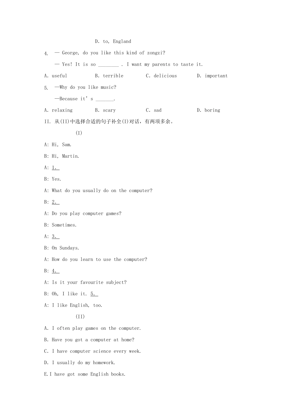 七年级上册英语Unit9综合试卷及答案人教版B卷.pdf_第2页
