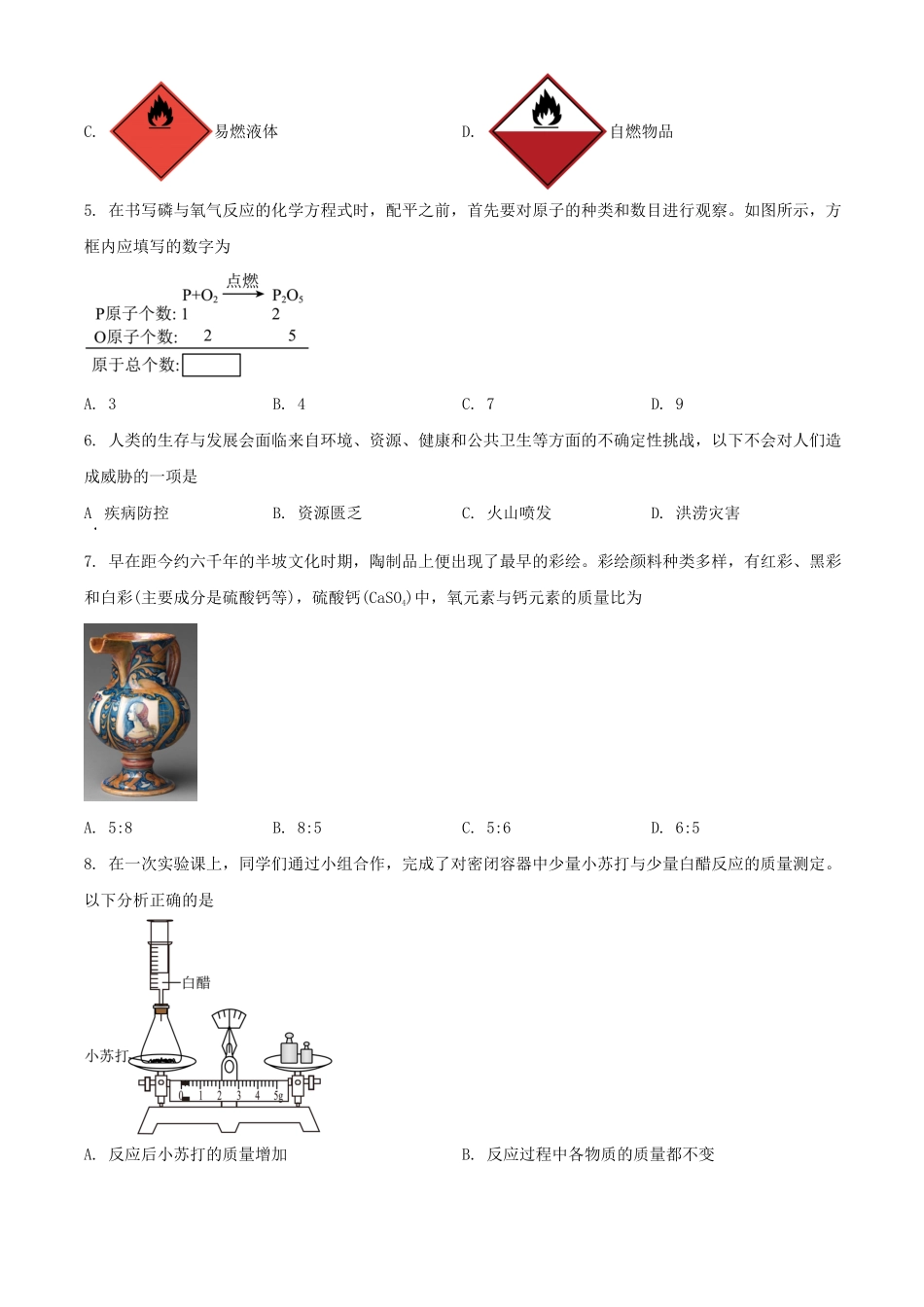 2024年山西晋城中考化学试题及答案.pdf_第2页