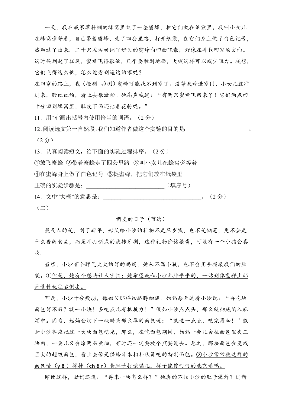 【期中测试AB卷】部编版语文3年级下册-B培优测试试题试卷含答案.pdf_第3页