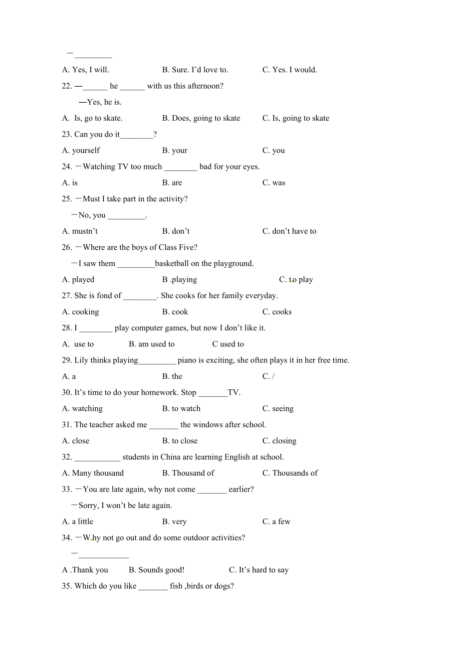 【期末试卷】14.人教版八年级英语上册附答案.pdf_第3页