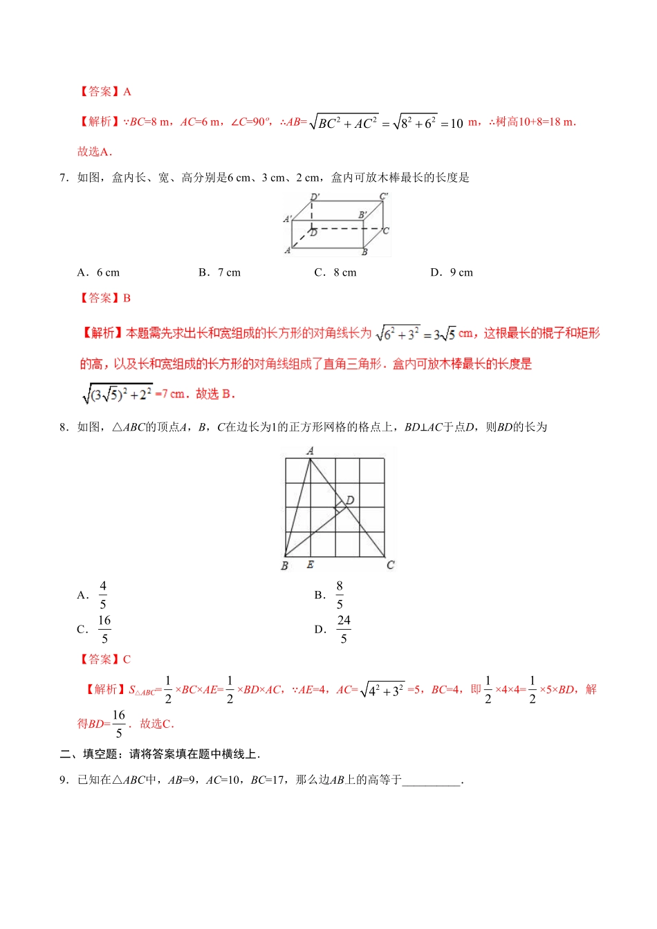 17.1勾股定理八年级数学人教版下册解析版.pdf_第3页
